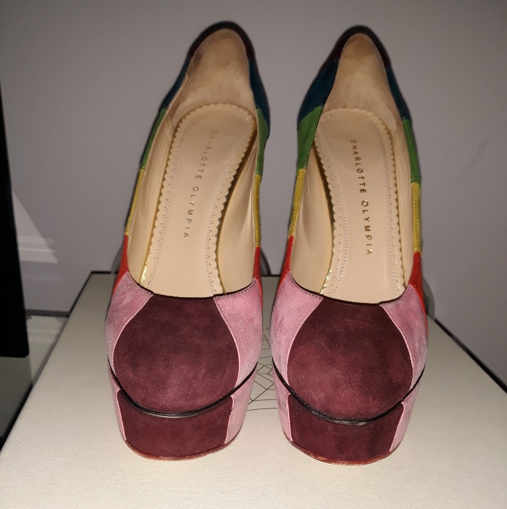 Multi coloured suede high heels